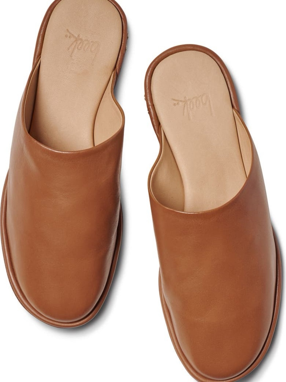 beek Women's Leather Slip-On Mule in Cognac Brown